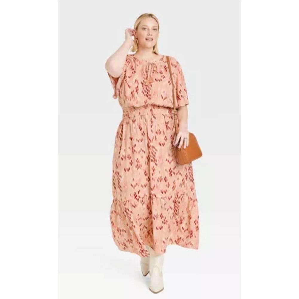 NEW Knox Rose Size 2X Flutter Sleeve A-line Dress with Tassel Tie Front